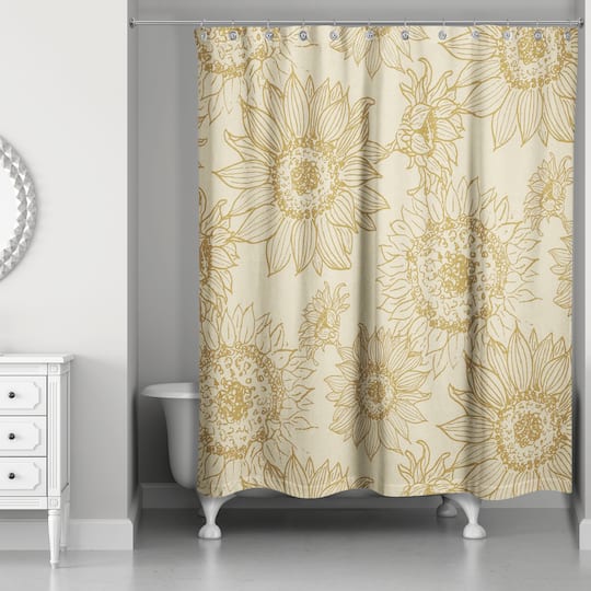Large Sunflower Head Shower Curtain